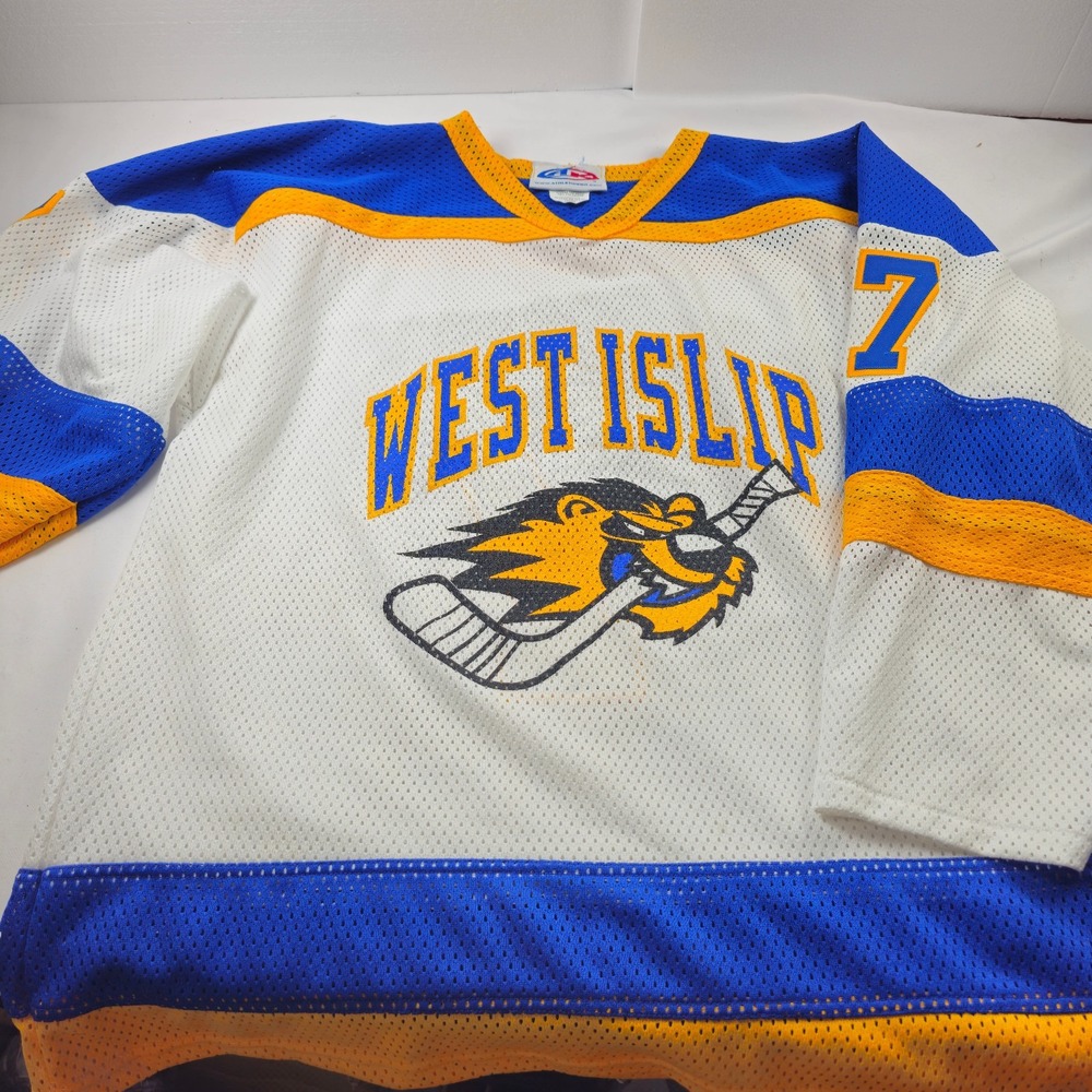 Athletic Knit AK West Islip Hockey Jersey Mens L #7 Mesh Made Canada VTG